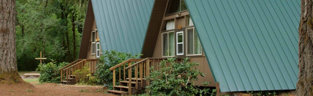 A-frame cabins at Camp Lutherwood Oregon