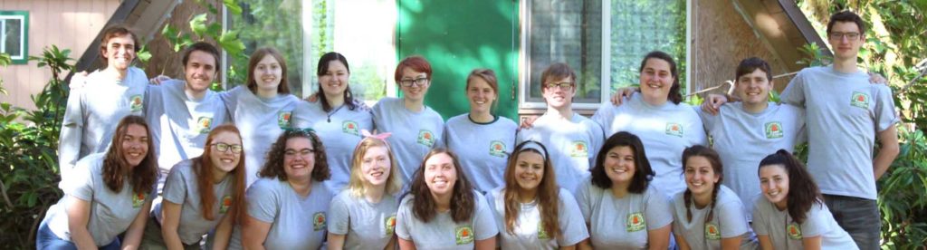 Camp Lutherwood Oregon summer staff members wearing matching shirts