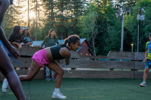 Girl playing Gaga Ball