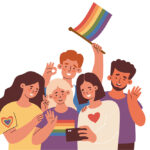 LGBTQ+ friends taking a group selfie