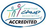 The logo of the American Camp Association, including the text, "Accredited"